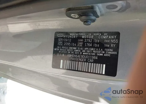 2013 Hyundai Elantra Gs из США, поврежденный, VIN KMHDH6AE9DUO11984